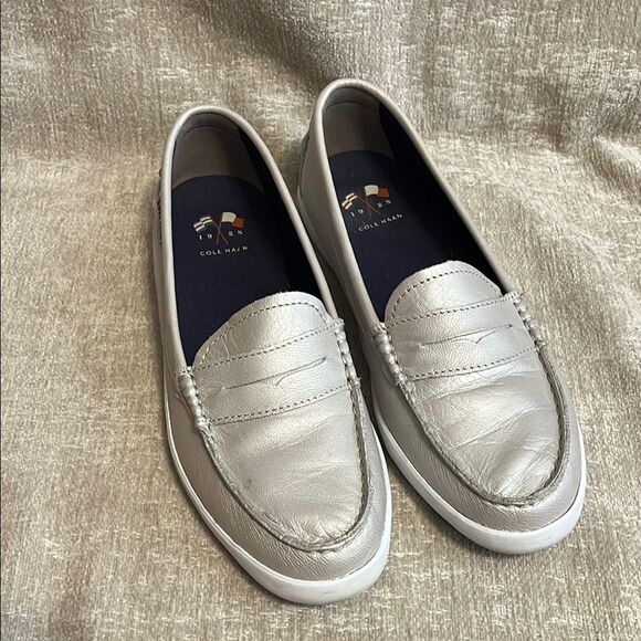 Cole Haan Navy and Silver Slip-On Loafers - Picture 1 of 10